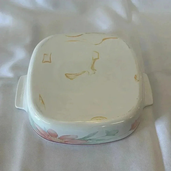 Vintage CorningWare "Peony Floral" A-1-B 2 Liter Casserole Dish w/ Pyrex Lid A9C - Picture 12 of 12
